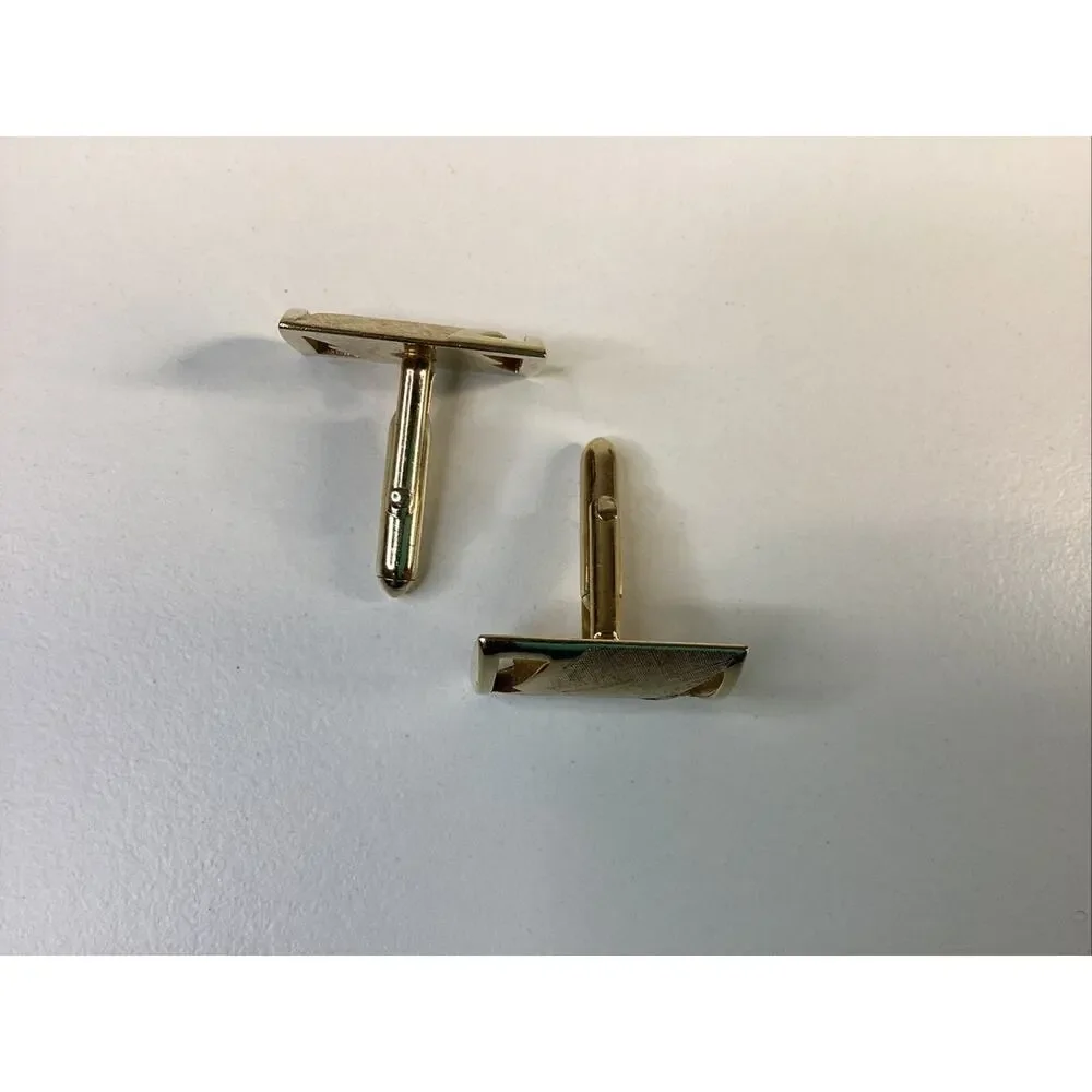 Vtg Swank Cufflinks Gold Tone Rectangle Brushed 1”